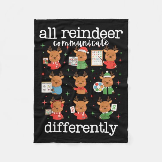 All Reindeer Communicate Differently Xmas Autism A Fleece Deken (Voorkant)