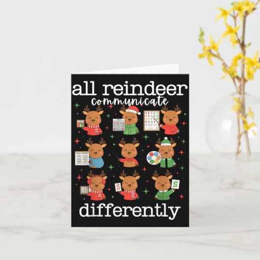 All Reindeer Communicate Differently Xmas Autism A Kaart (Gele Bloem)