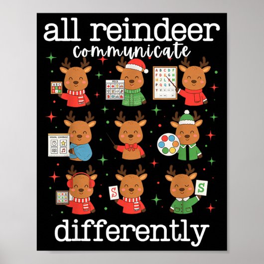 All Reindeer Communicate Differently Xmas Autism A Poster (Voorkant)