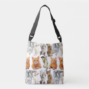 All Round Cat Print Patroon Crossbody Tas