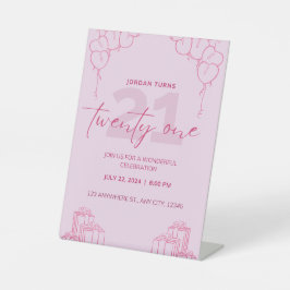 All Roze Verjaardag Piedestal Reclamebord Met Voetstuk