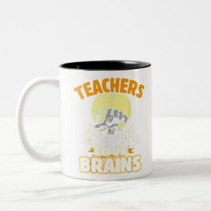 All Science Teacher Love Brains Joke Funny Hallowe Tweekleurige Koffiemok