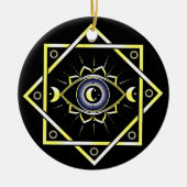 All Seeing Eye Of God - Mystiek 3e oog, maan Keramisch Ornament (Voorkant)