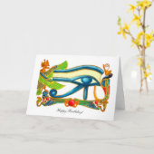 All Seeing Eye Of Horus - Happy Birthday Kaart (Gele Bloem)