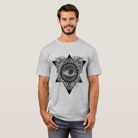 All-Seeing Eye Verlichte Eenvoudige Moderne Koel T-shirt (Voorkant volledig)