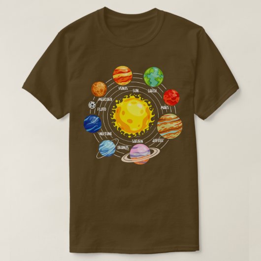 All Solar Systems Planets Astronaut Science Space T-shirt (Design voorkant)