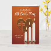 All Souls Day Heart Cross en brandende kaarsen Kaart (Gele Bloem)