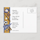 All Sports Baby Briefkaart Invitation Gold & Blue (Achterkant)