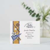 All Sports Baby Briefkaart Invitation Gold & Blue (Staand voorkant)