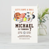 All Sports Let's Have a Ball Boy Birthday  Kaart (Staand voorkant)