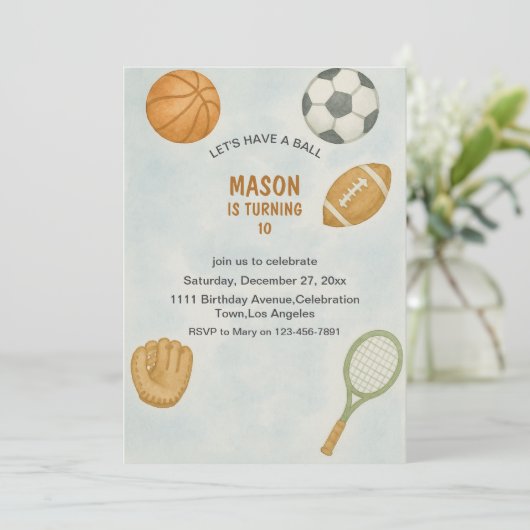 All Sports Let's Have a Ball Modern Boy Birthday  Kaart (Staand voorkant)