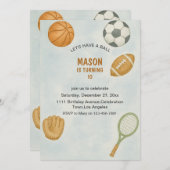 All Sports Let's Have a Ball Modern Boy Birthday Kaart (Voorkant / Achterkant)