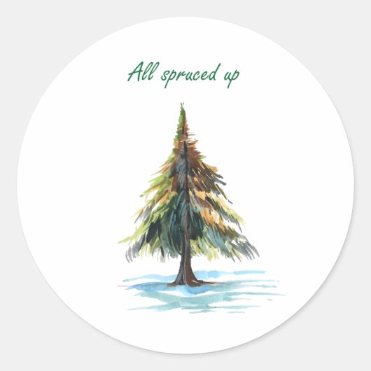 All spruced up ronde sticker (Voorkant)