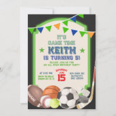 All Star All Sports Theme Kinderen Verjaardag Kaart (Voorkant)