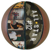 All-Star Army Camouflage Team Nummer Foto Collage Basketbal (Verticaal)