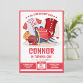 All Star Atleet Honkbal Rode Sport Verjaardag Kaart (Staand voorkant)