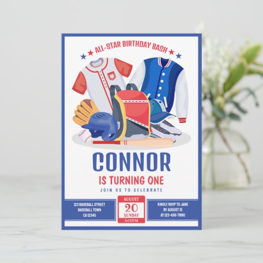 All Star Atleet Kinder Honkbal Verjaardag Kaart (Staand voorkant)