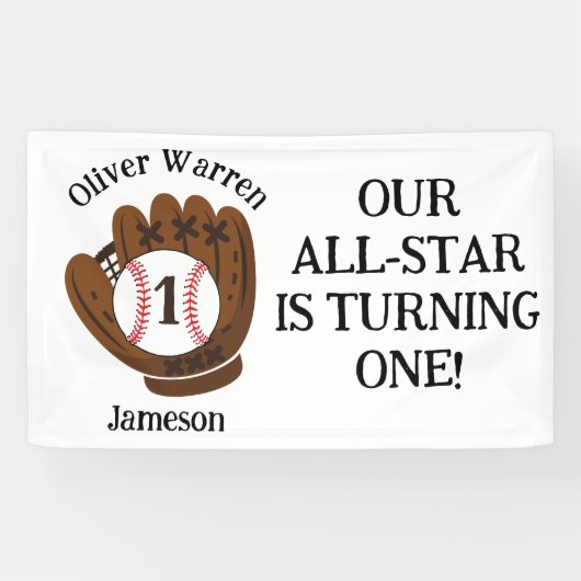 All-Star Baby Boy's 1e Verjaardag Baby shower Spandoek (Horizontaal)