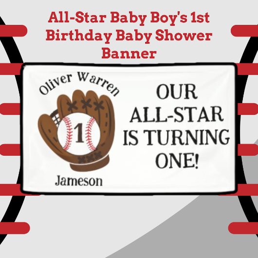 All-Star Baby Boy's 1e Verjaardag Baby shower Spandoek