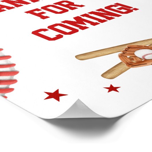 All Star Baseball Baby shower Bedankt voor je koms Poster (Hoek)