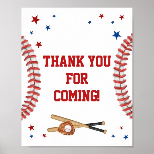 All Star Baseball Baby shower Bedankt voor je koms Poster (Voorkant)