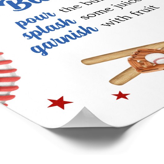 All Star Baseball Baby shower Moeder Osa Bar Poster (Hoek)