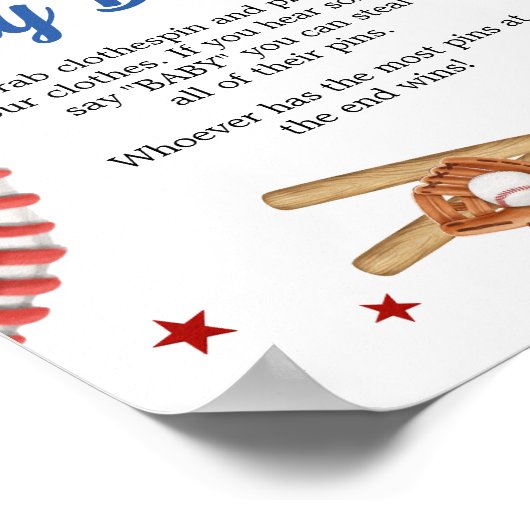 All Star Baseball Baby shower zeg geen Baby Poster (Hoek)