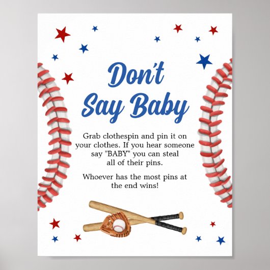 All Star Baseball Baby shower zeg geen Baby Poster (Voorkant)