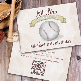 All Star Baseball Birthday Eenvoudige QR-code Kaart