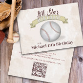 All Star Baseball Birthday Eenvoudige QR-code Kaart