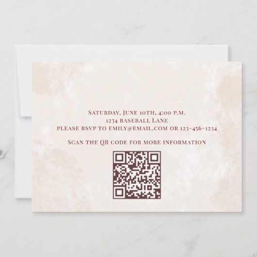 All Star Baseball Birthday Eenvoudige QR-code Kaart (Achterkant)