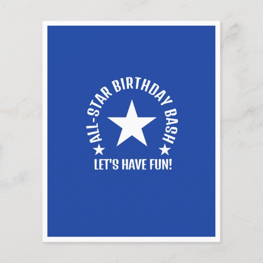 All Star Baseball Blue Budget Uitnodiging voor ver (Achterkant)