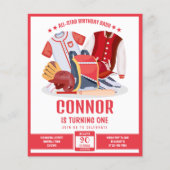 All Star Baseball Red Budget Uitnodiging voor verj (Voorkant)