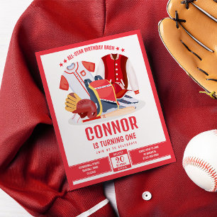 All Star Baseball Red Budget Uitnodiging voor verj