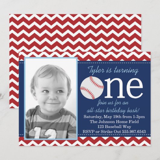 All-Star Baseball Uitnodiging (Voorkant / Achterkant)