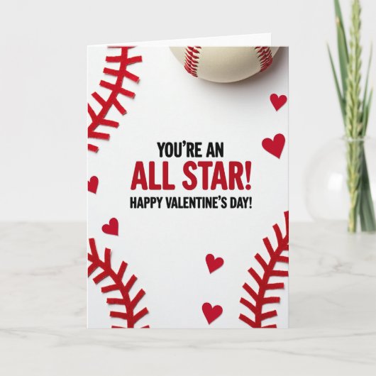 All Star Baseball Valentine Card Kaart (Voorkant)