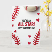 All Star Baseball Valentine Card Kaart (Gele Bloem)