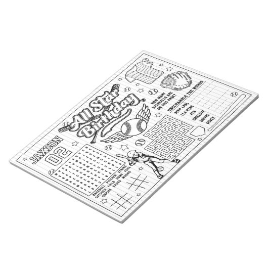 All Star Baseball Verjaardag Kleurenactiviteit Notitieblok (Schuin)