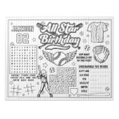 All Star Baseball Verjaardag Kleurenactiviteit Notitieblok (Voorkant)