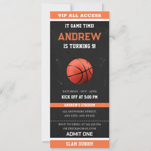 All-Star Basketbal Party Toelating Passes Kaart (Voorkant)