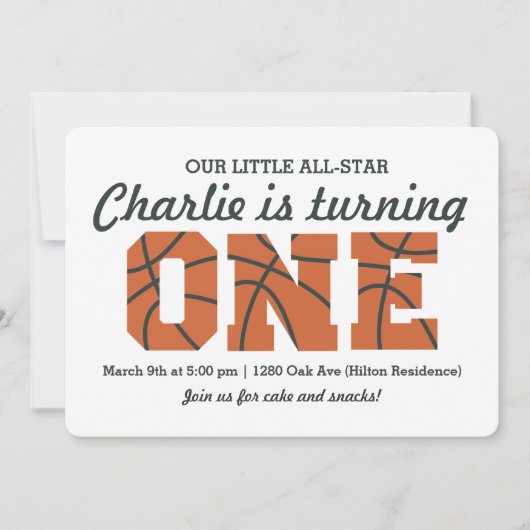 All-Star Basketball First Birthday Uitnodiging (Voorkant)