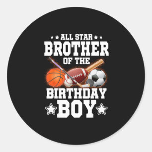 All Star Broer Van De Verjaardagsman Sketll Voetba Ronde Sticker