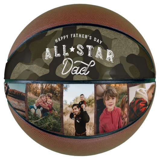 All-Star Dad Green Camouflage & Leather Photo Basketbal (Voorkant)
