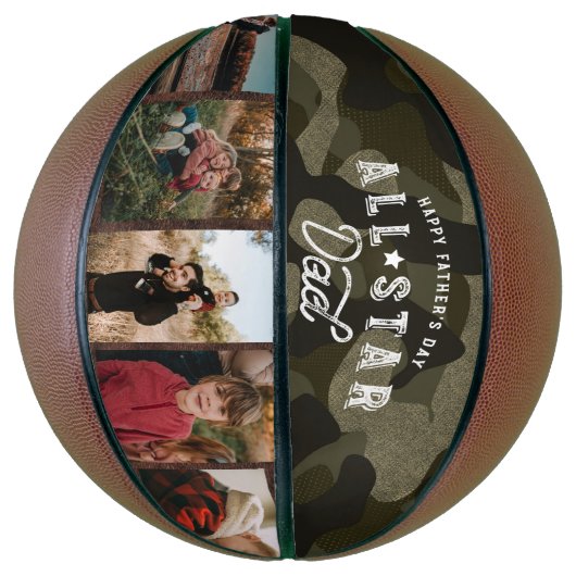 All-Star Dad Green Camouflage & Leather Photo Basketbal (Verticaal)