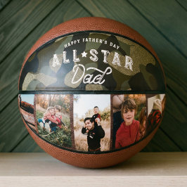 All-Star Dad Green Camouflage & Leather Photo Basketbal