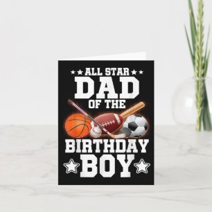 All Star Dad van de verjaardag Boy Basketbal Voetb Kaart