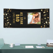 ALL STAR DAD WOONT HIER Zwart Gouden Sterren Foto Spandoek (Beurs)