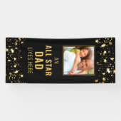 ALL STAR DAD WOONT HIER Zwart Gouden Sterren Foto Spandoek (Horizontaal)