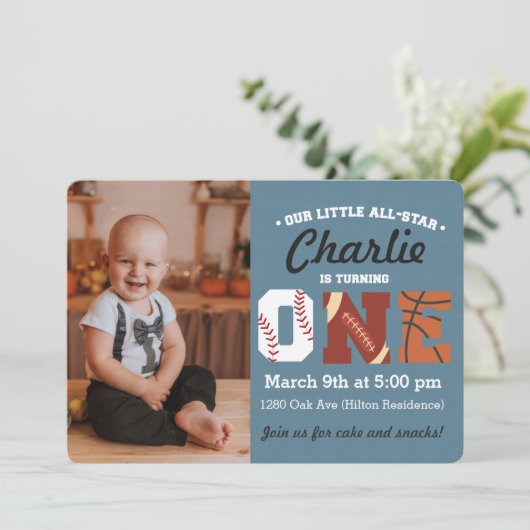 All-Star First Birthday Kaart (Staand voorkant)