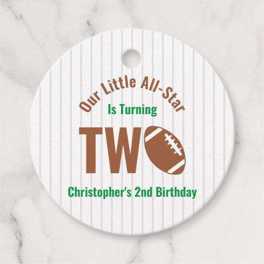 All-Star Football 2e verjaardag Bedankjes Labels (Voorkant)